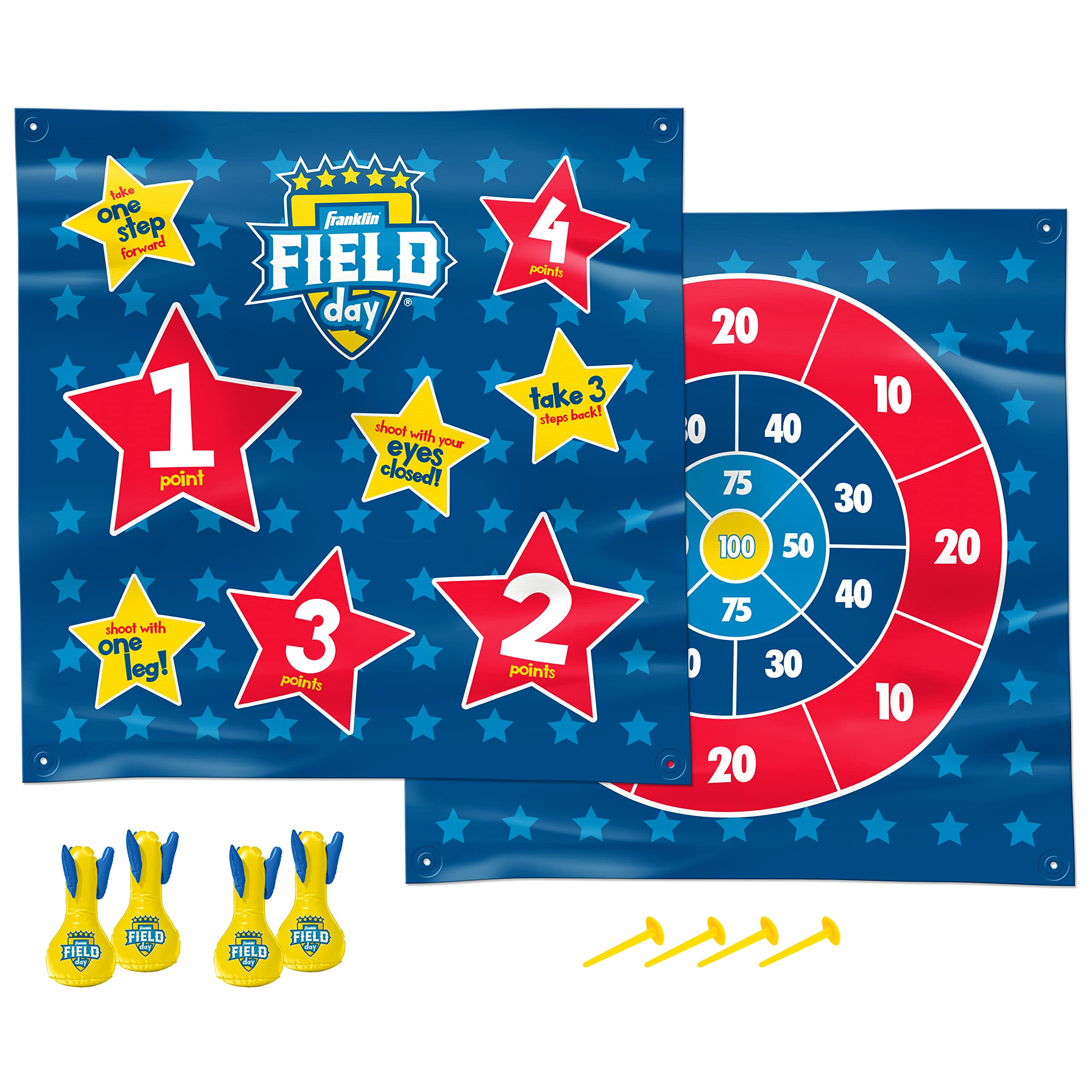 Franklin Sports Toss N Flip Darts - Indoor and Outdoor Game for Kids - Yard Toss Game with Inflatable Red + Blue Darts Included