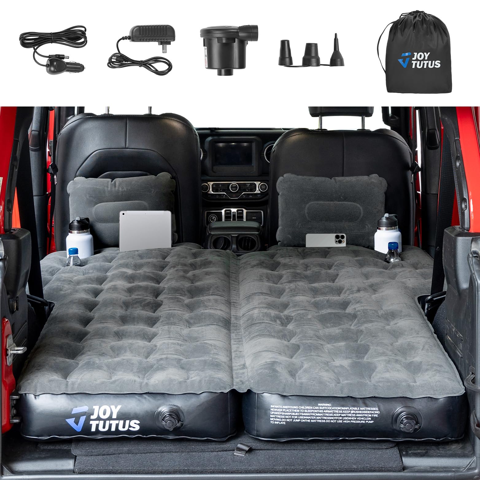 JOYTUTUS SUV Air Mattress for Camping w/Air Pump Compatible with Wrangler JL 4X4, Comfort SUV Inflation Mattress w/2 Pillows for