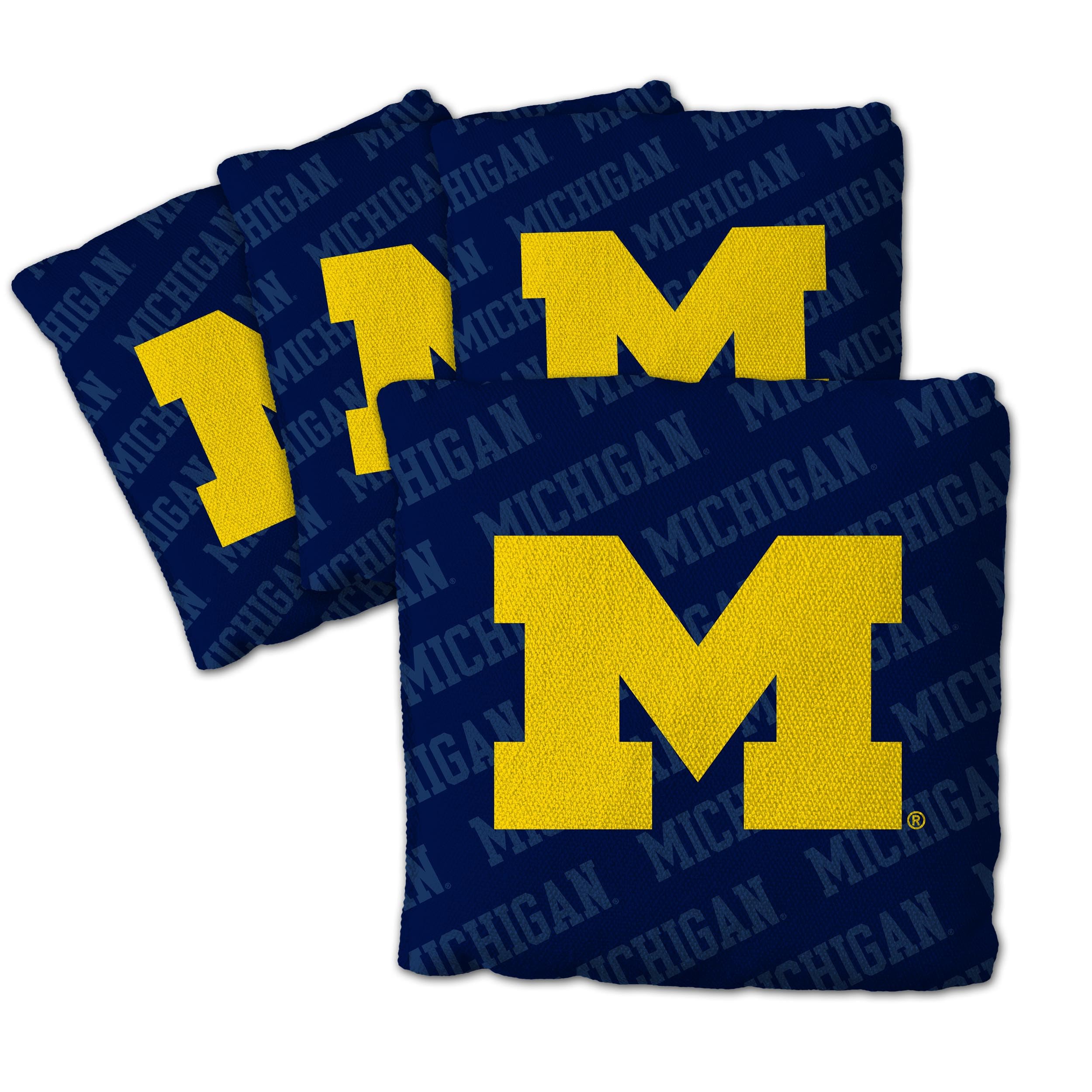 YouTheFan Officially-Licensed NCAA Michigan Wolverines Set of 4 Cornhole Bags - All Weather Regulation 6    x 6    Size - 16oz W