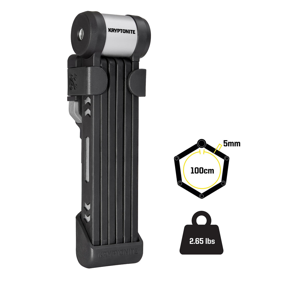 Kryptonite Kryptolok 610 S Folding Bike Lock, Compact Lightweight High Security Anti-Theft Foldable Bicycle Lock With 2 Keys And