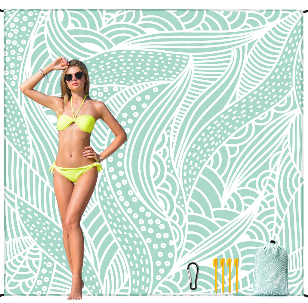 Hihoho Beach Blanket Waterproof Sandproof Beach Mat For 1-8 Adults Quick Drying Durable Outdoor Picnic Mat For Beach Festival Tr