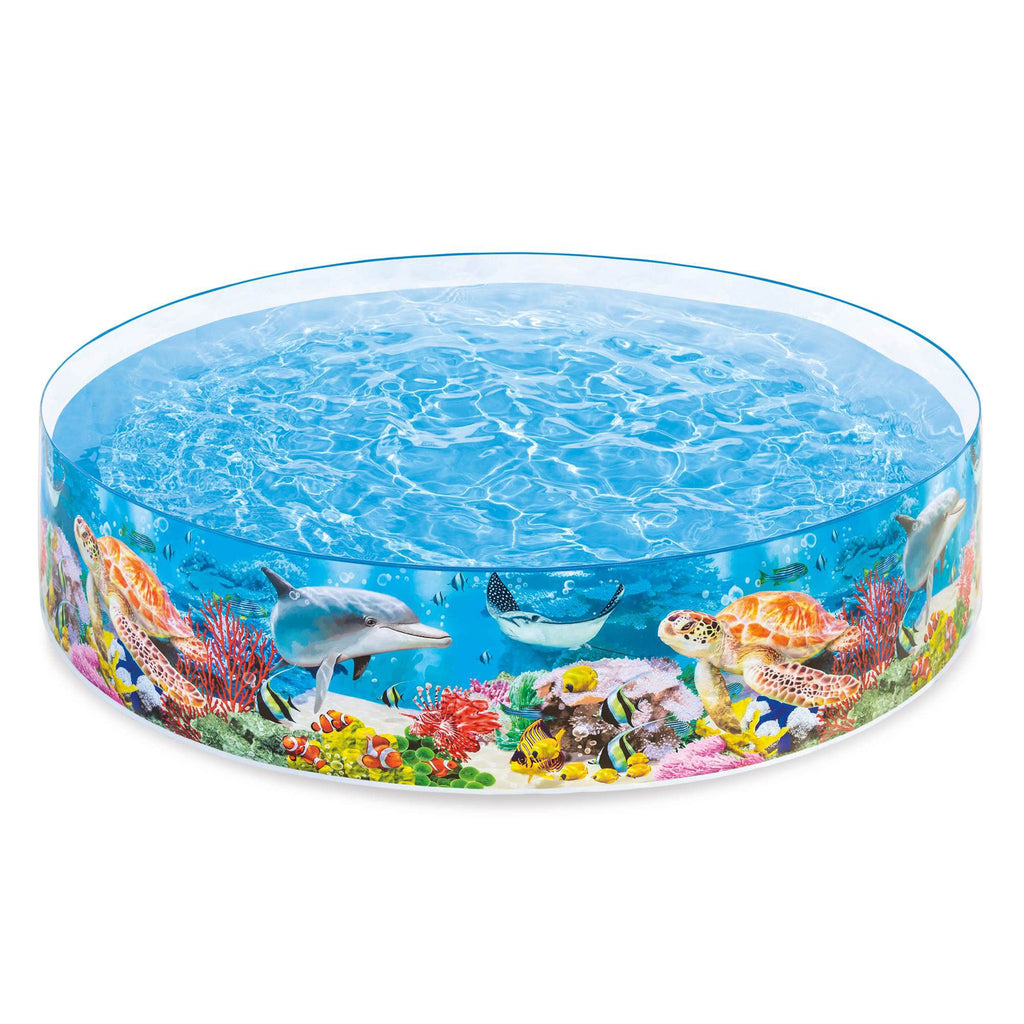 Intex Deep Sea Blue 8 Feet X 18 Inch Snapset Instant Round Plastic Above Ground Swimming Kiddie Pool For Ages 3 Years And Up, Bl