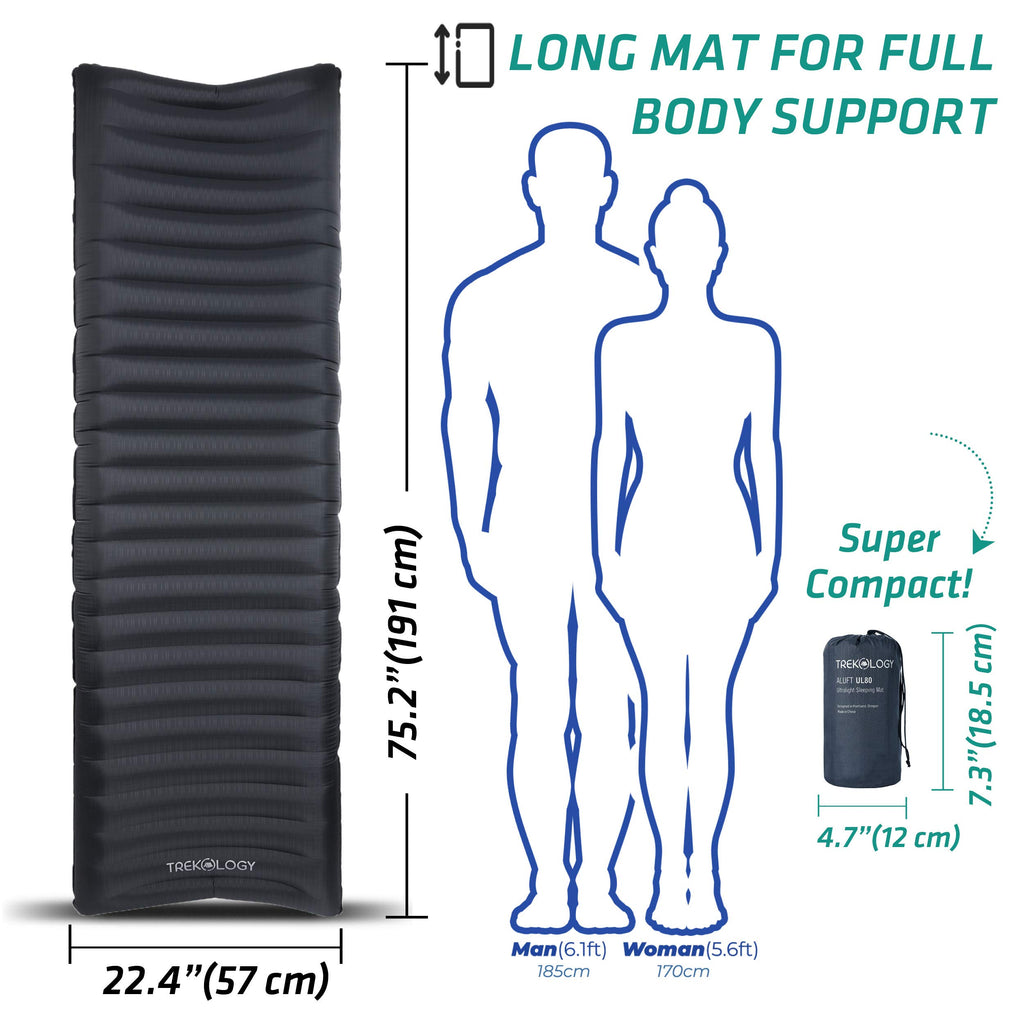 Trekology Ul80 Ultralight Inflatable Backpacking Sleeping Pad For Camping