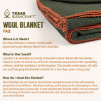 Texas Bushcraft Merino Wool Blanket For Camping, Hiking And Backpacking - Water And Fire Resistant Camp Car Blanket, Fast-Warmin
