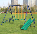 Dithoko 4 in 1 Multifunction Kids Swing Set, Metal for Backyard, Outdoor Heavy Duty Extra Large Frame with 2 Adjustable Swing, 1