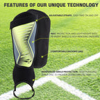 Rawxy Football Soccer Shin Guards With Exceptional Flexible Soft Light Weight - Great For Boys Girls Junior Youth(Neo Lemon,L)