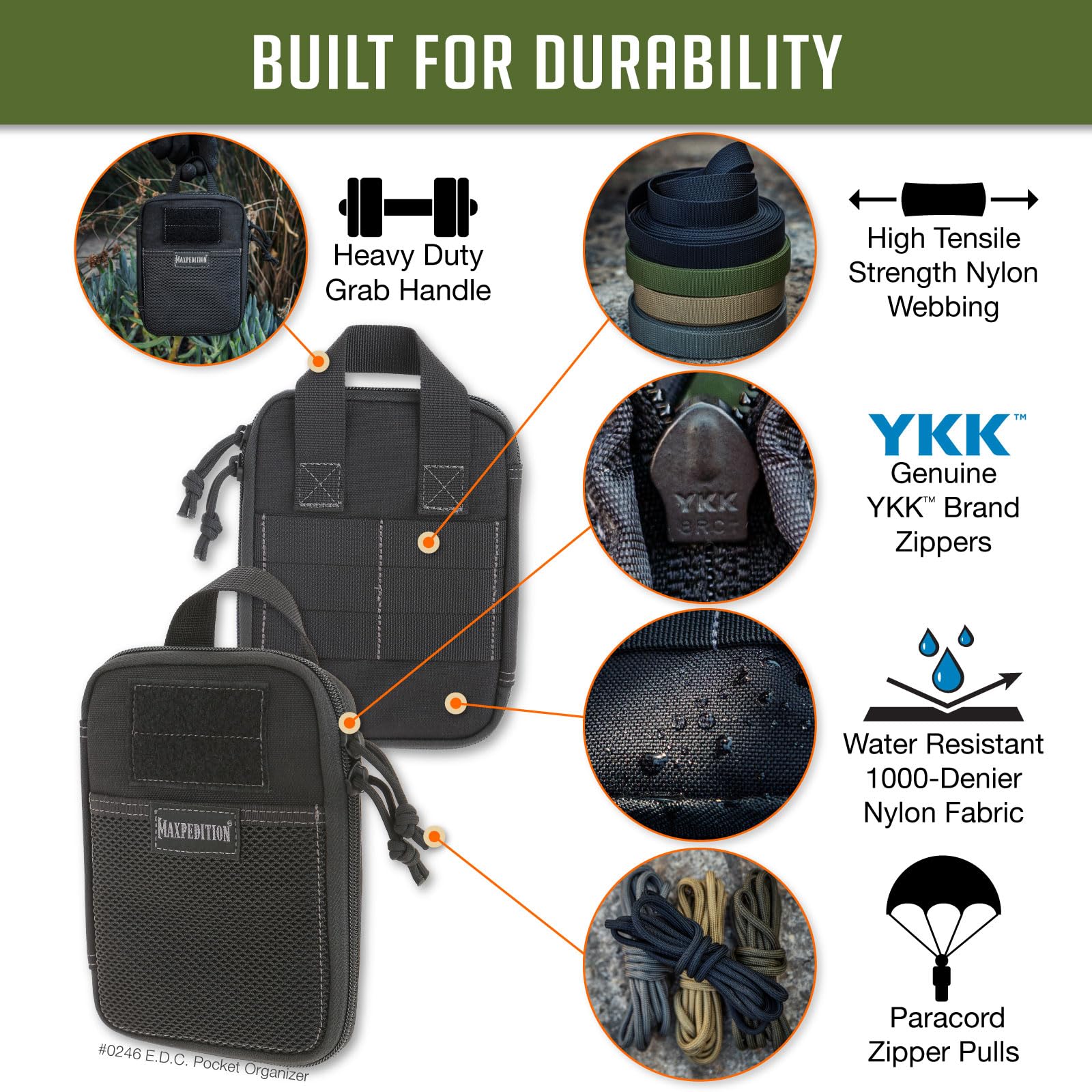 Maxpedition E.D.C. Pocket Organizer,Nylon (Black) 6x1x8