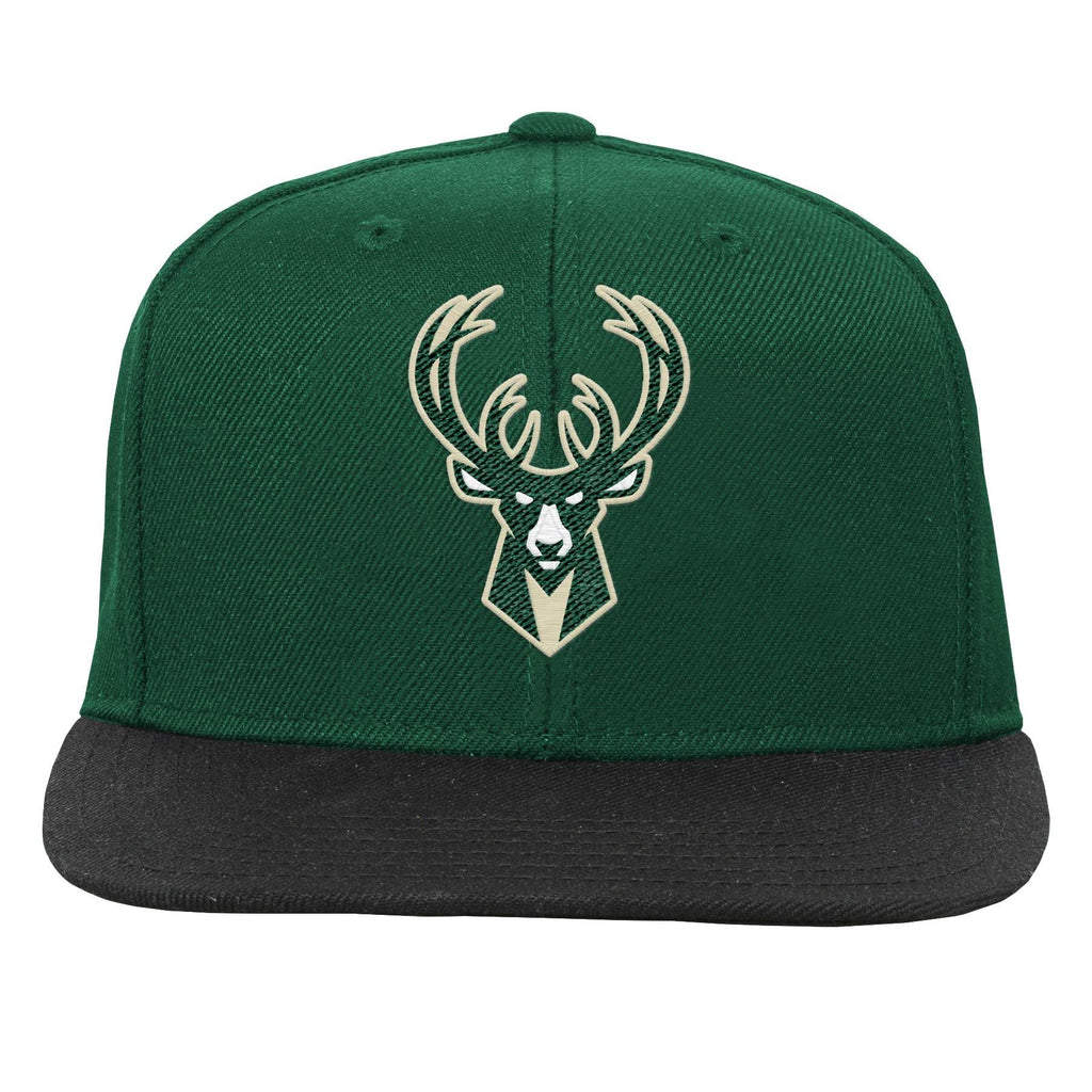 Outerstuff Nba Kids Youth 8-20 Official 2-Tone Snapback Hat Cap (Us, Alpha, One Size, Milwaukee Bucks)