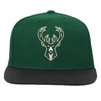 Outerstuff Nba Kids Youth 8-20 Official 2-Tone Snapback Hat Cap (Us, Alpha, One Size, Milwaukee Bucks)