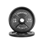 Fitvids Deep Dish 2-Inch Olympic Cast Iron Weight Plates with E-Coating  35lb (SET OF 2)  Black