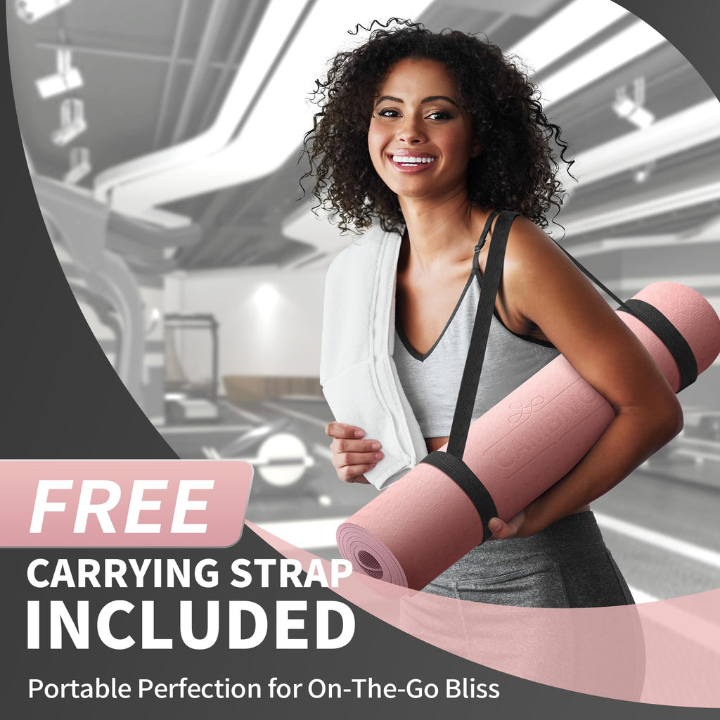 Cambivo Yoga Mat For Women Men Kids, 72'' X 24'' X 6Mm Extra Thick Tpe Yoga Mat Non Slip, Workout Mat With Carrying Strap For Yo