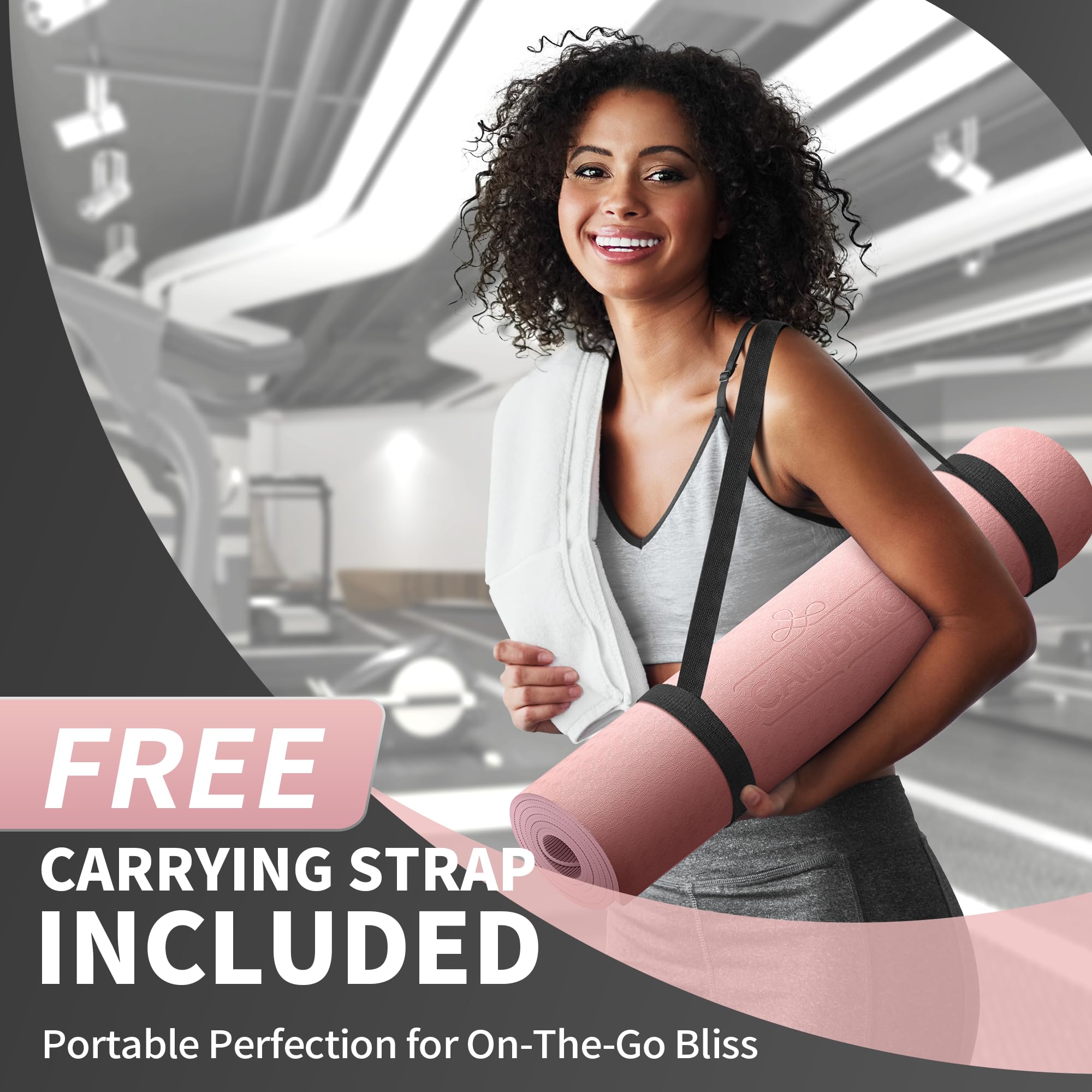 Cambivo Yoga Mat For Women Men Kids, 72'' X 24'' X 6Mm Extra Thick Tpe Yoga Mat Non Slip, Workout Mat With Carrying Strap For Yo