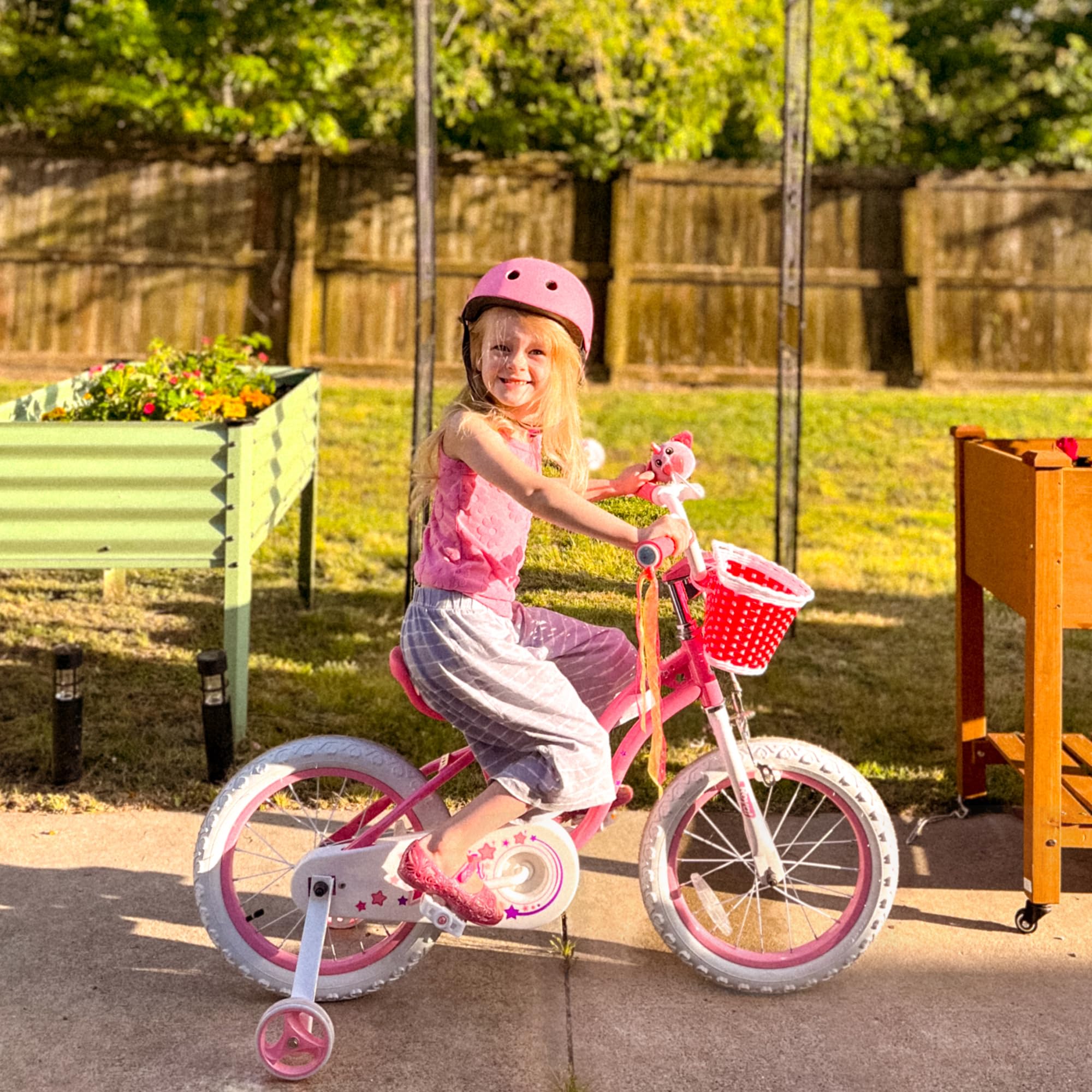 RoyalBaby Stargirl Kids Bike 12 Inch Girls Bicycle for Children with Training Wheels & Basket, Pink
