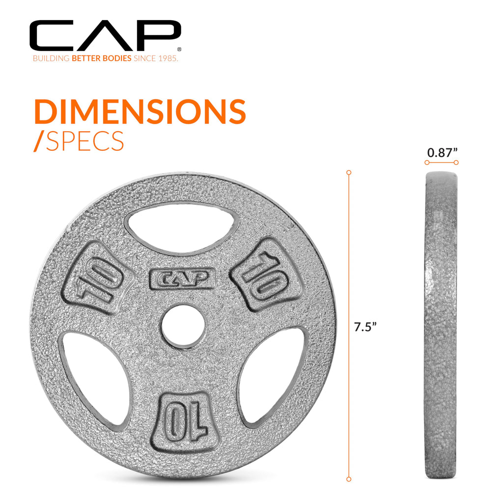 Cap Barbell Standard 1-Inch Grip Weight Plates 10 Lbs Gray, Pack (X2) (Rwpis-010A)