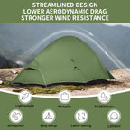 Naturehike Cloud Up Pro Backpacking Tent, Double Layer Waterproof 2 Person Tent With Footprint, Free Standing Lightweight Two Pe