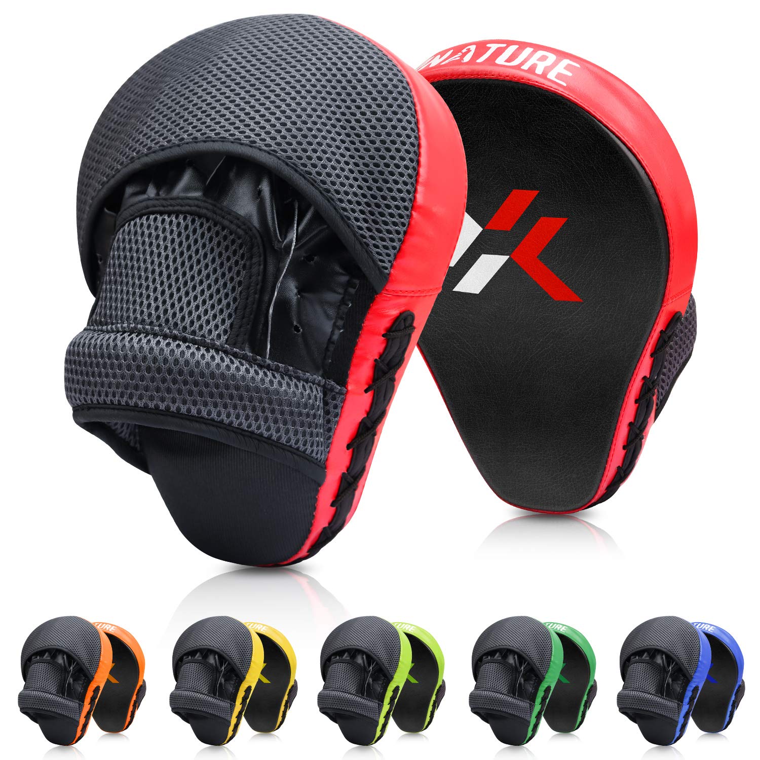 Xnature Essential Curved Boxing Mma Punching Mitts Boxing Pads Hook & Jab Pads Mma Target Focus Punching Mitts Thai Strike Kick 