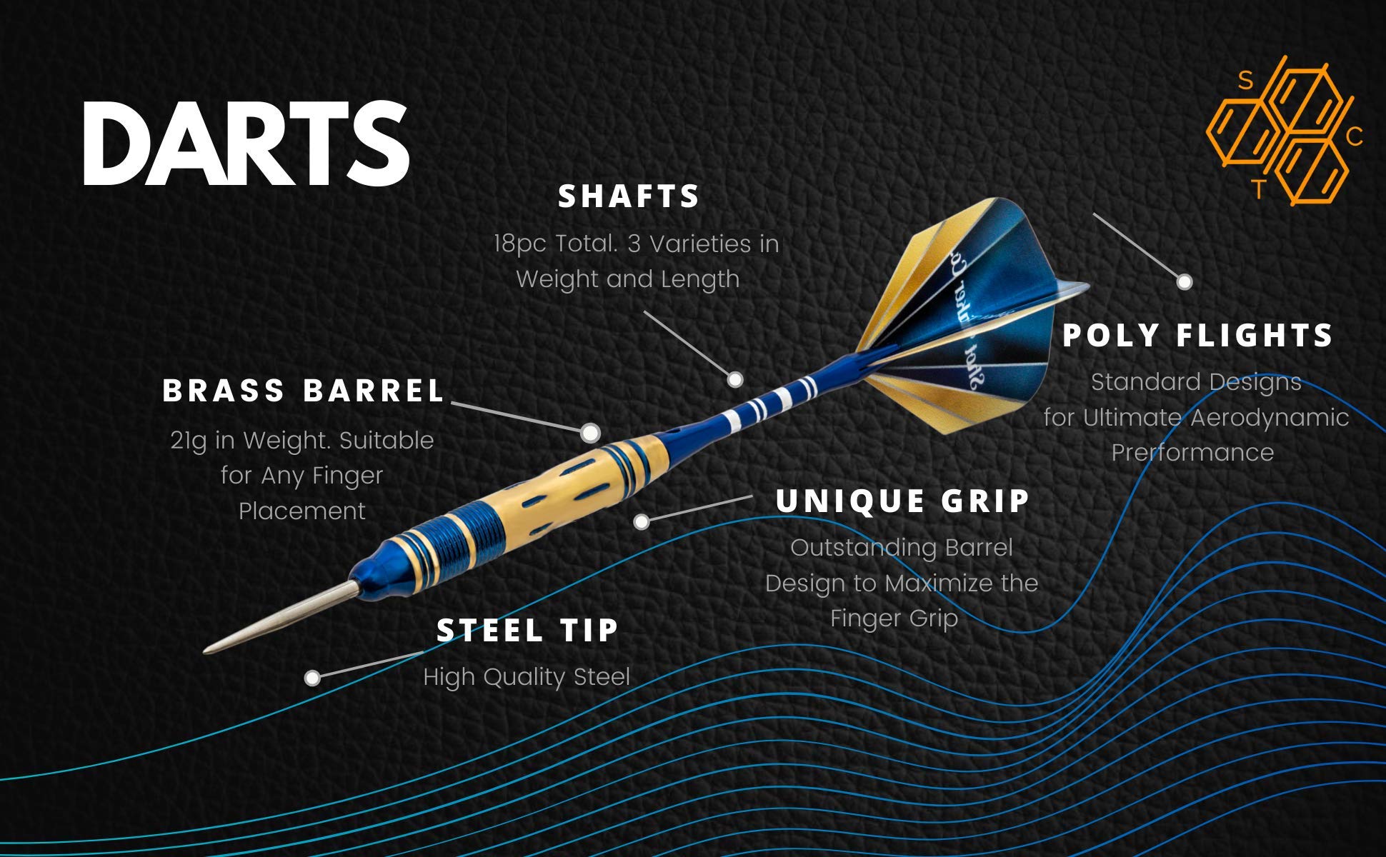 Shot Taker Co. Est. 2017 6Pc Steel Tip Darts Set - Professional Darts For Dartboard - Includes Barrels + Plastic/Aluminum Shafts