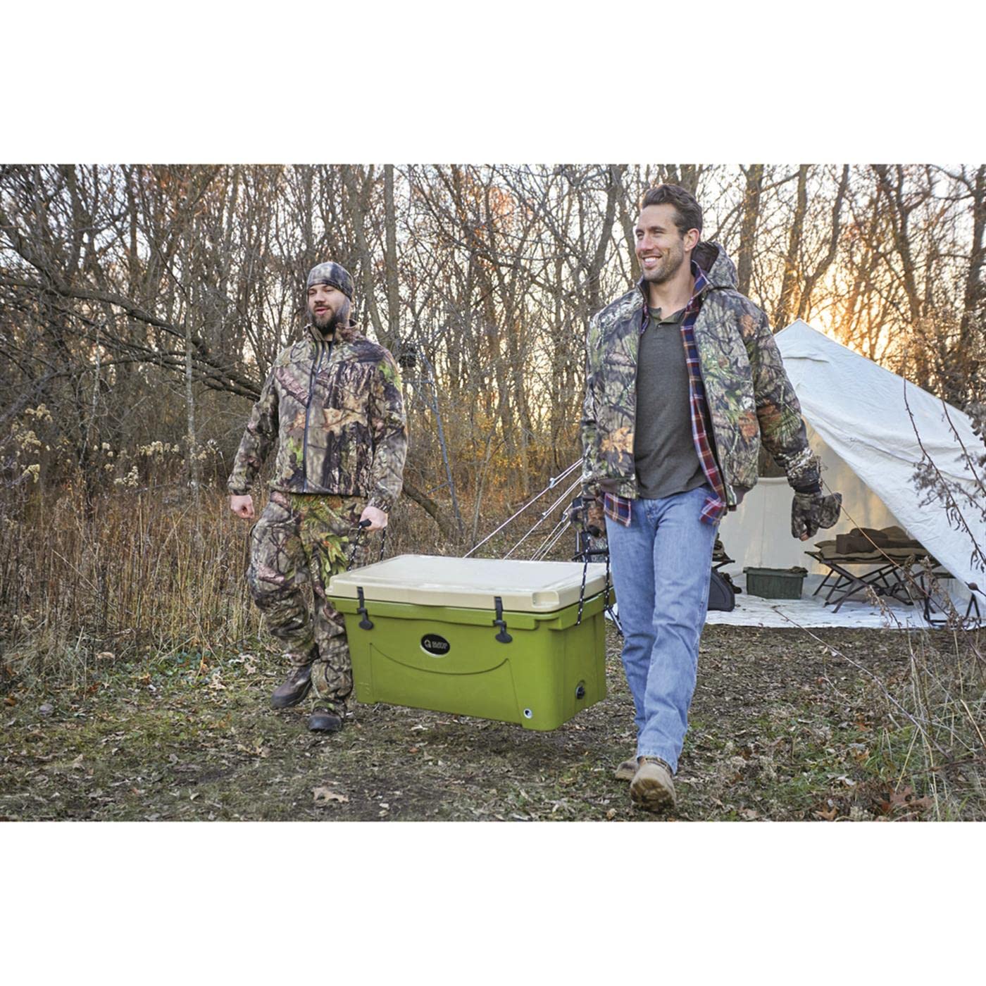 Guide Gear Ice Chest Camping Cooler Large And Rotomolded 90 Quart, Grizzly Bear Resistant, Tan/Green