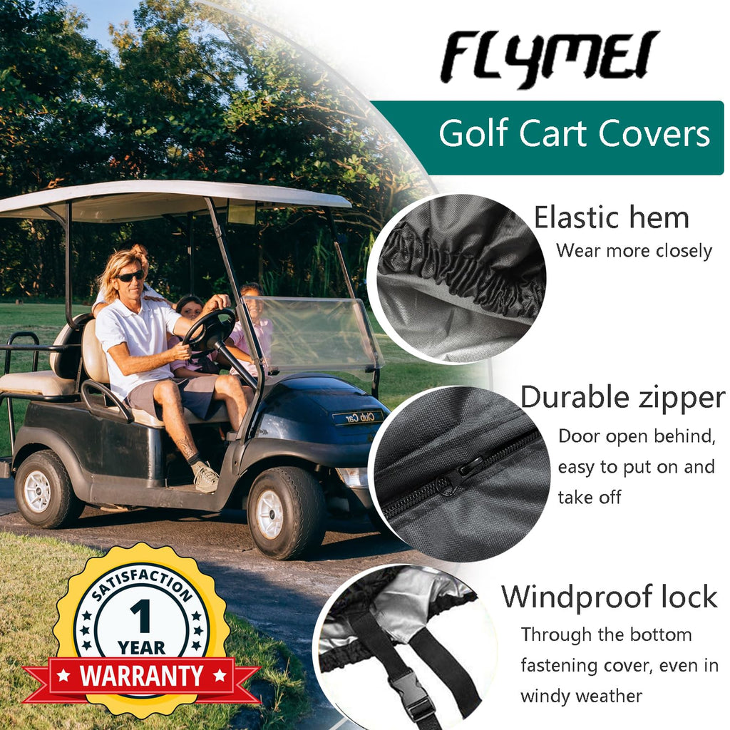 Flymei 2 Passenger Golf Cart Covers, Waterproof Dust Prevention Golf Cart Cover For Ez Go Club Car Yamaha Golf Carts, Sunproof 2