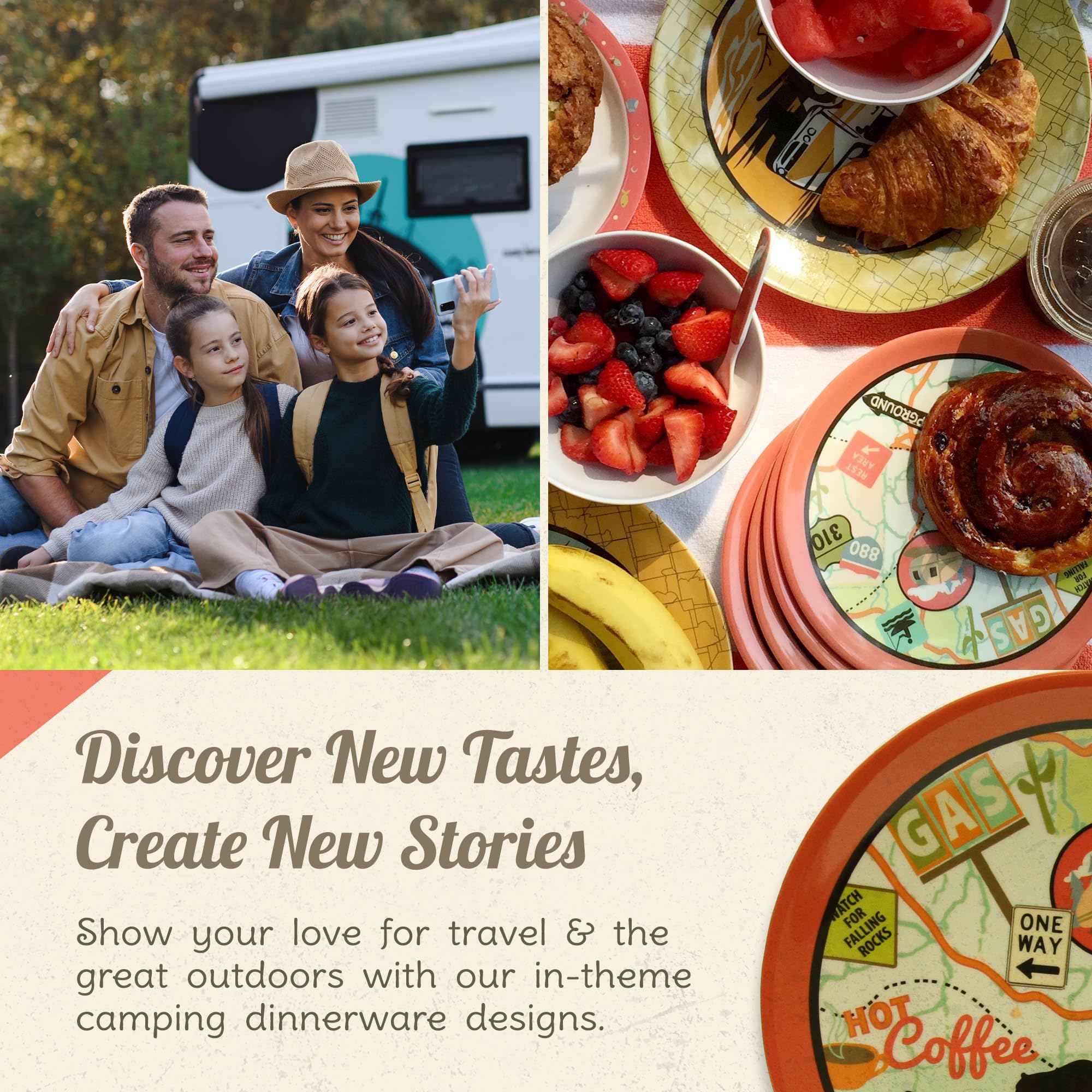Melamine Plates & Bowls Set - 12-Piece Dish Set For Indoor & Outdoor Dining - Bpa Free, Top Shelf Dishwasher Suitable Dinnerware