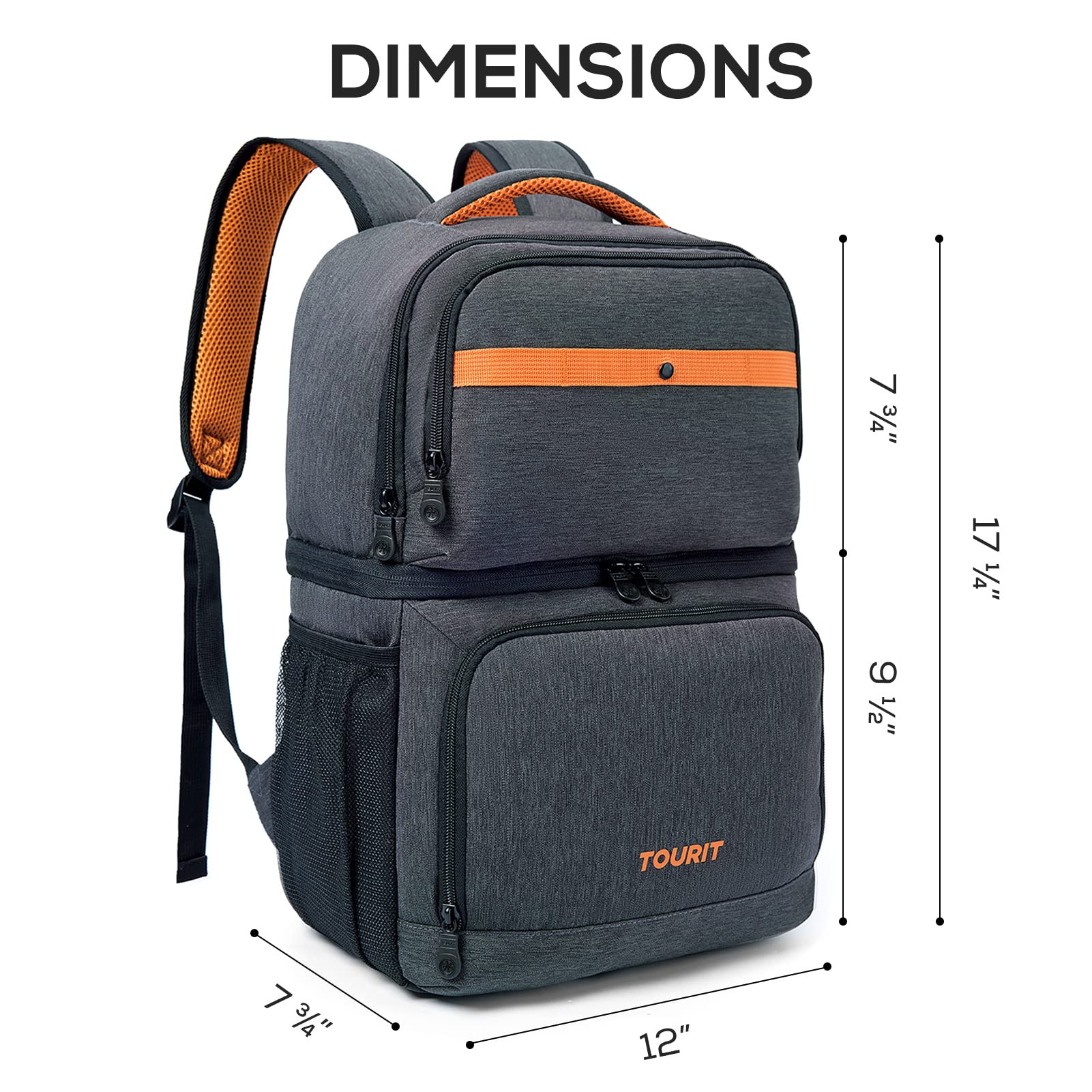 Tourit Backpack Cooler With Double Decks, Insulated Cooling Bag For Lunch,Waterproof Lightweight For Men To Camping, Picnic, Hik