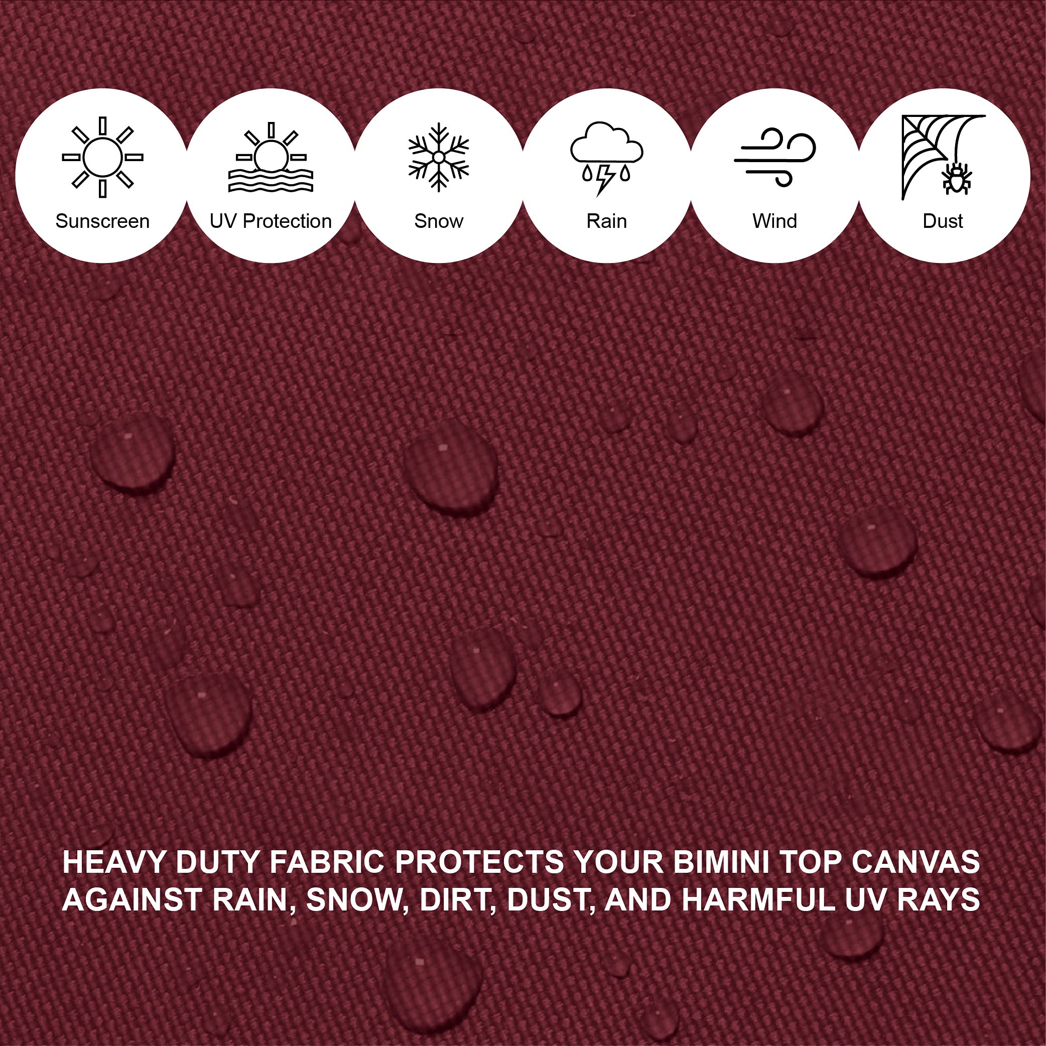 Savvycraft Bimini Top Storage Boot 67''-72'' Width Burgundy Color, Waterproof Uv Protection Bimini Top Replacement Boot, Fit Rou