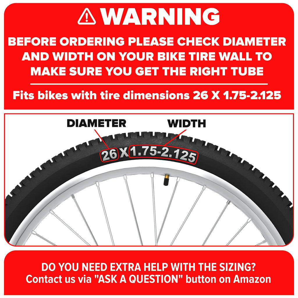 Ultraverse Bike Inner Tube For 26 X 1.75/1.95/2.10/2.125 Inch Bicycle Tire With Schrader Valve - Rubber Tubes For Mountain And T