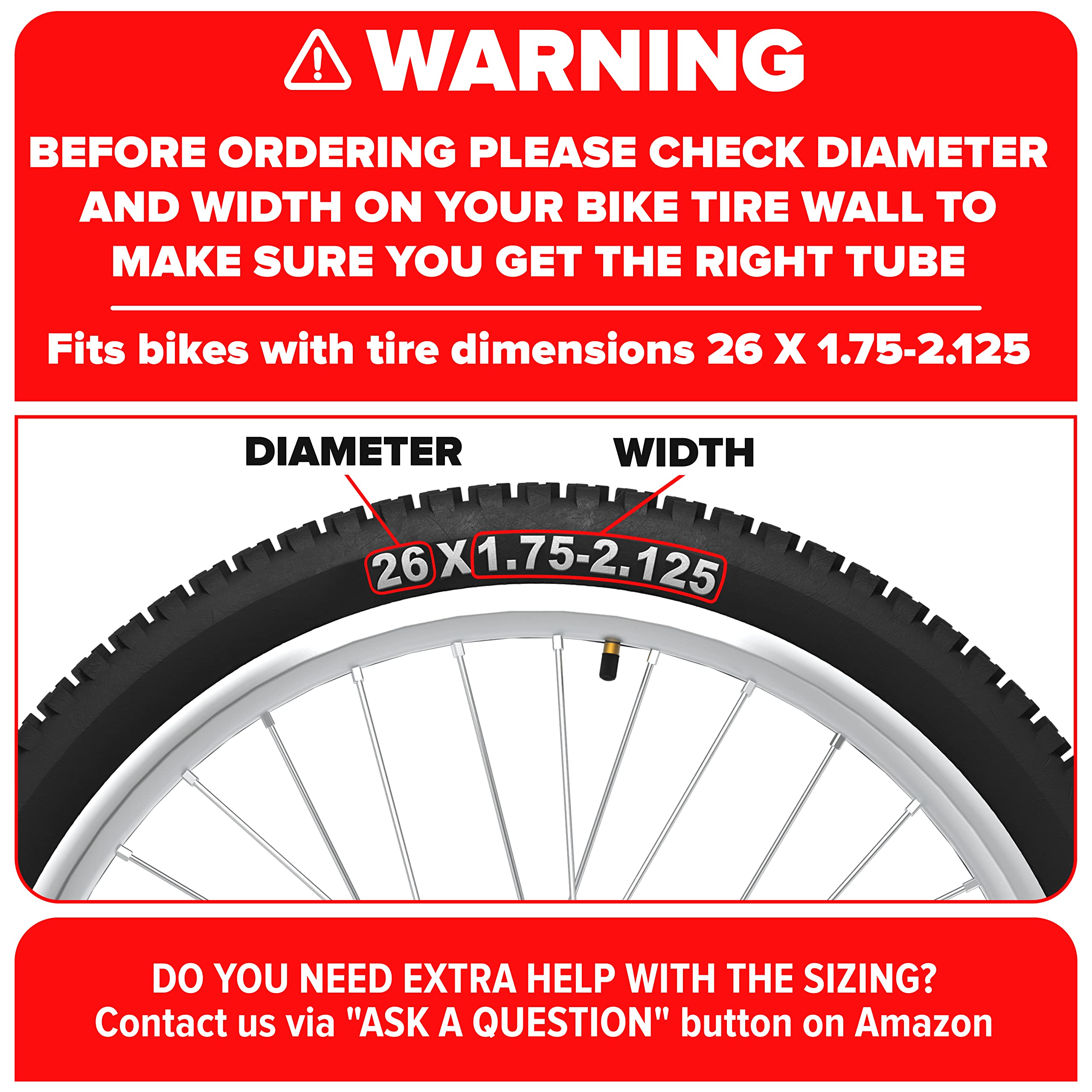 Ultraverse Bike Inner Tube For 26 X 1.75/1.95/2.10/2.125 Inch Bicycle Tire With Schrader Valve - Rubber Tubes For Mountain And T