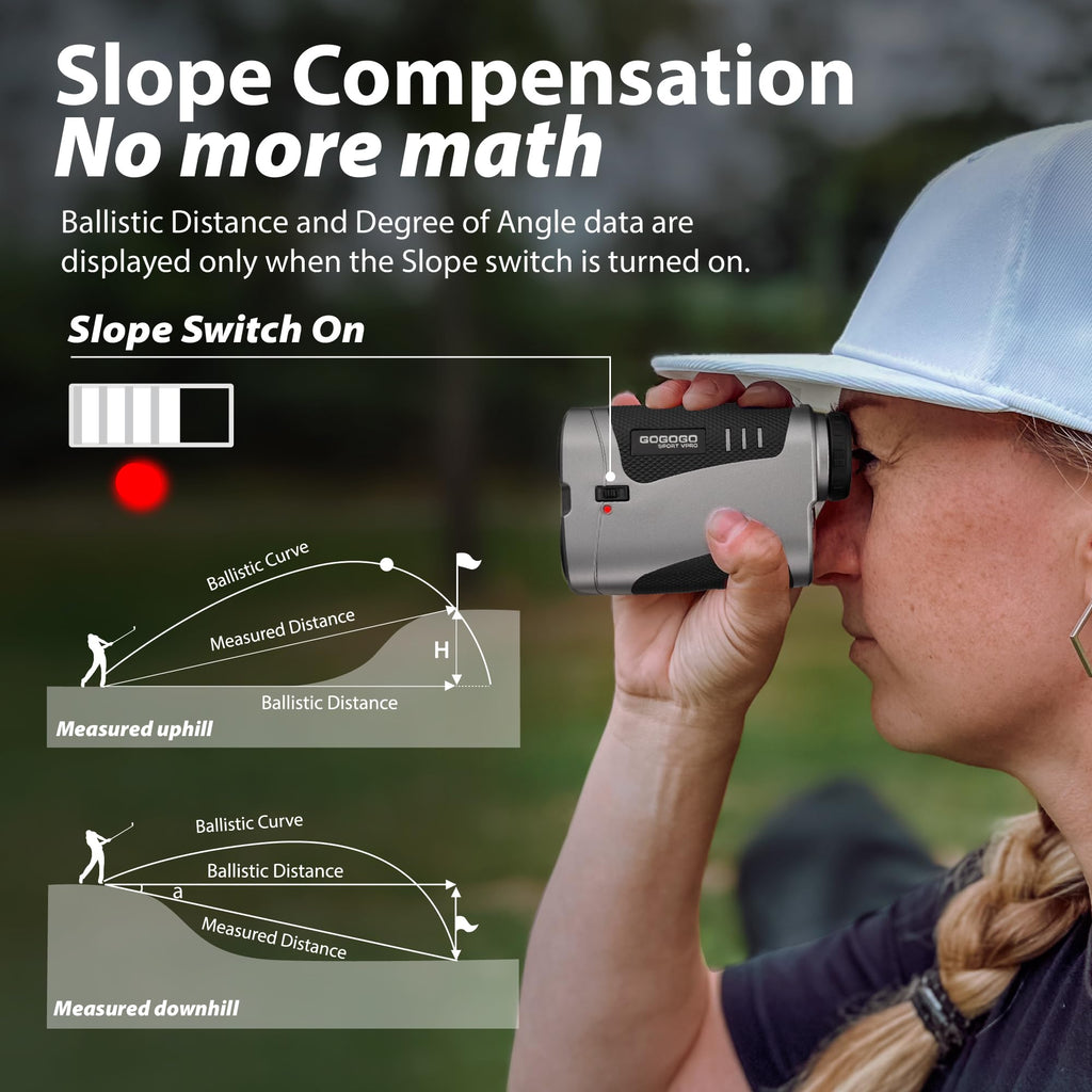 Gogogo Sport Vpro Vrp Golf Rangefinder With Slope Switch, 1500/2500 Yd, 7X Magnification, Magnet Stripe, 0.3Yd Accuracy, Recharg