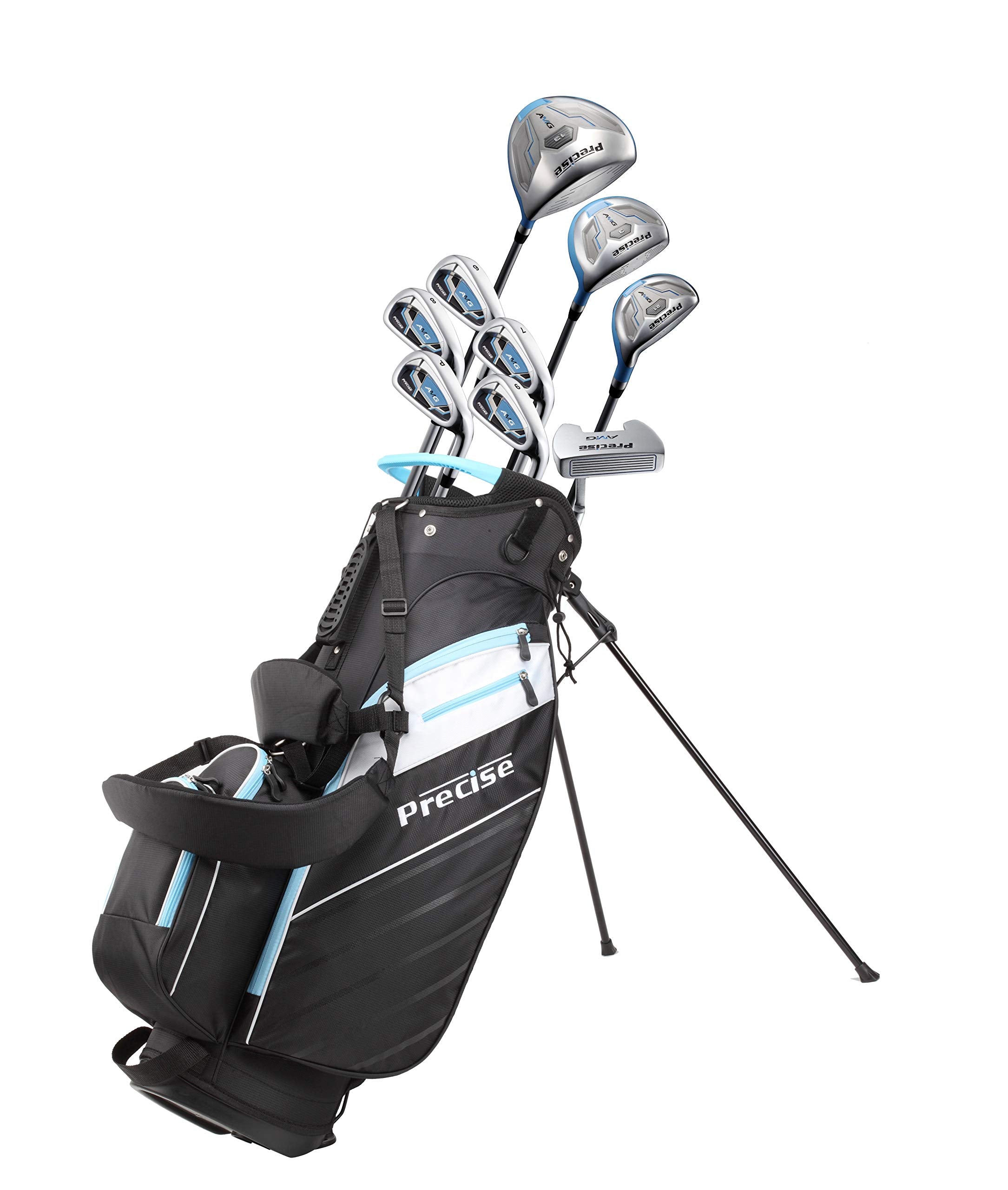Precise Amg Ladies Womens Complete Golf Clubs Set Includes Driver, Fairway, Hybrid, 6-Pw Irons, Putter, Stand Bag, 3 H/Cs - Choo