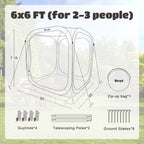 Werph Pop Up Tent,Portable Canopy Tent with Mesh Mosquito Net, Screen House Room Canopy Shade Screen 6 x 6 FT with Carry Bag for