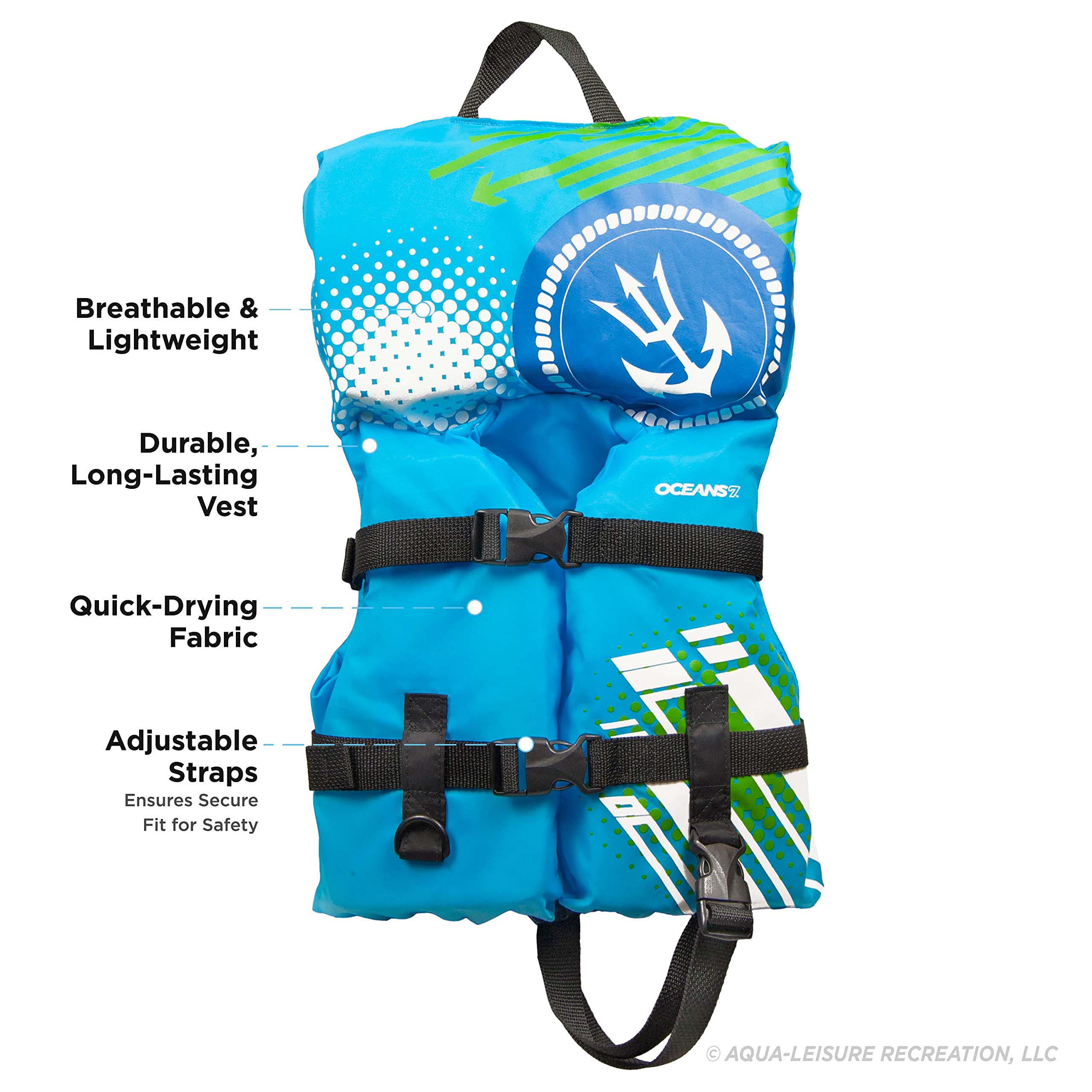 Oceans7 US Coast Guard Approved Infant Life Jacket 8-30 lbs - Type II PFD Flex-Form Chest Personal Flotation Device, Blue/White