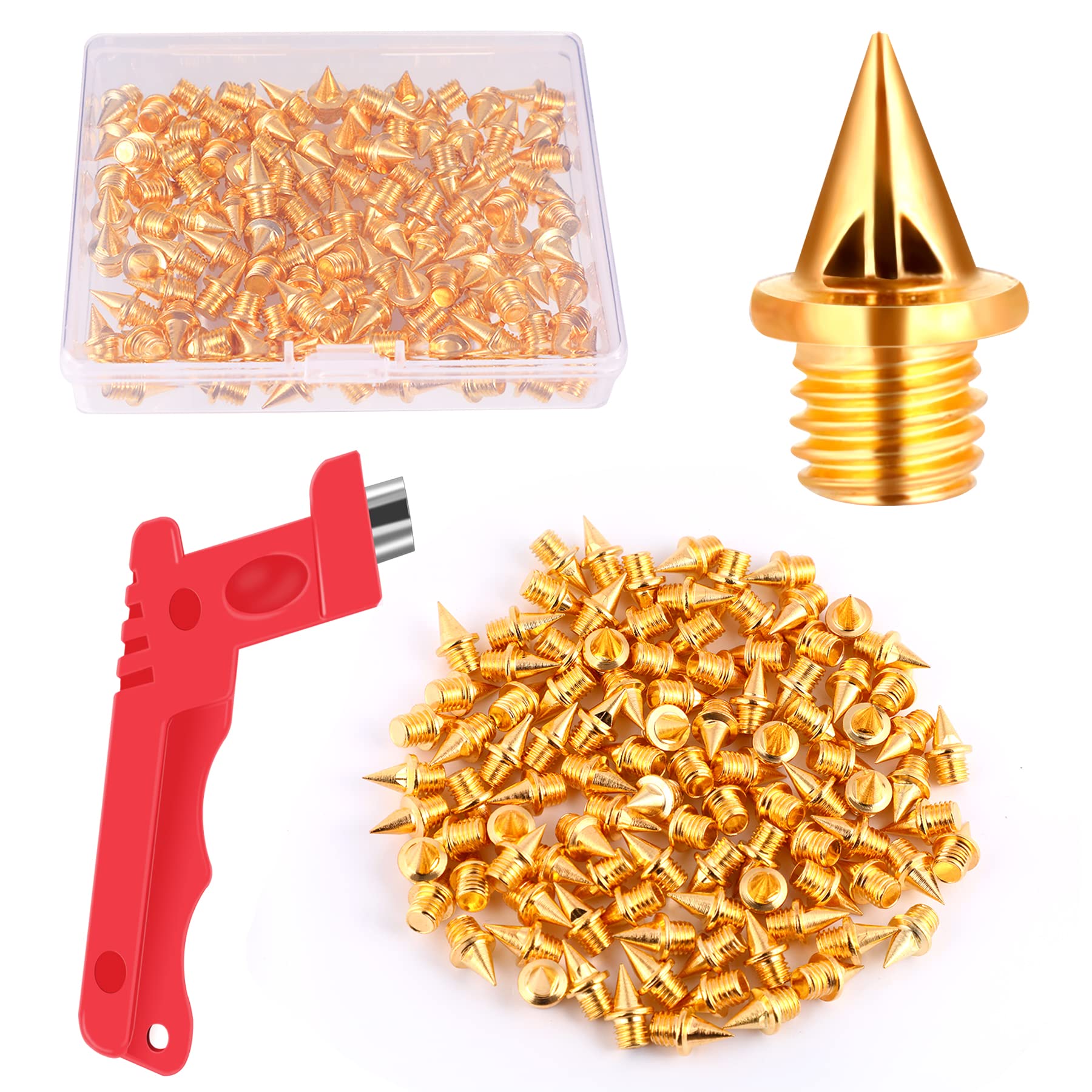 Julmelon 120 Pcs 1/4Inch Stainless Steel Track And Cross Country Spikes Golf Shoe Spikes With Spike Wrench, Replacement Spikes F