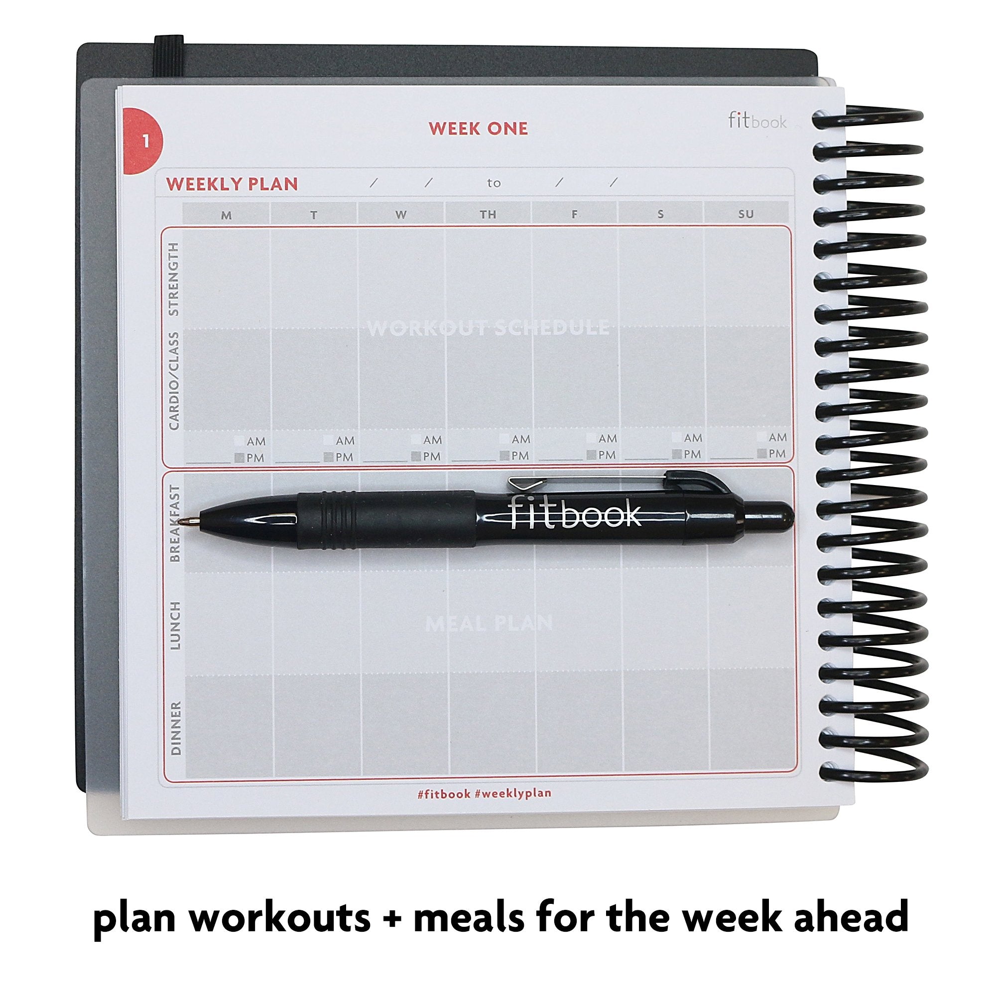 Fitlosophy Fitbook: 12 Week Fitness Journal And Planner For Workouts, Weight Loss And Exercise, Black