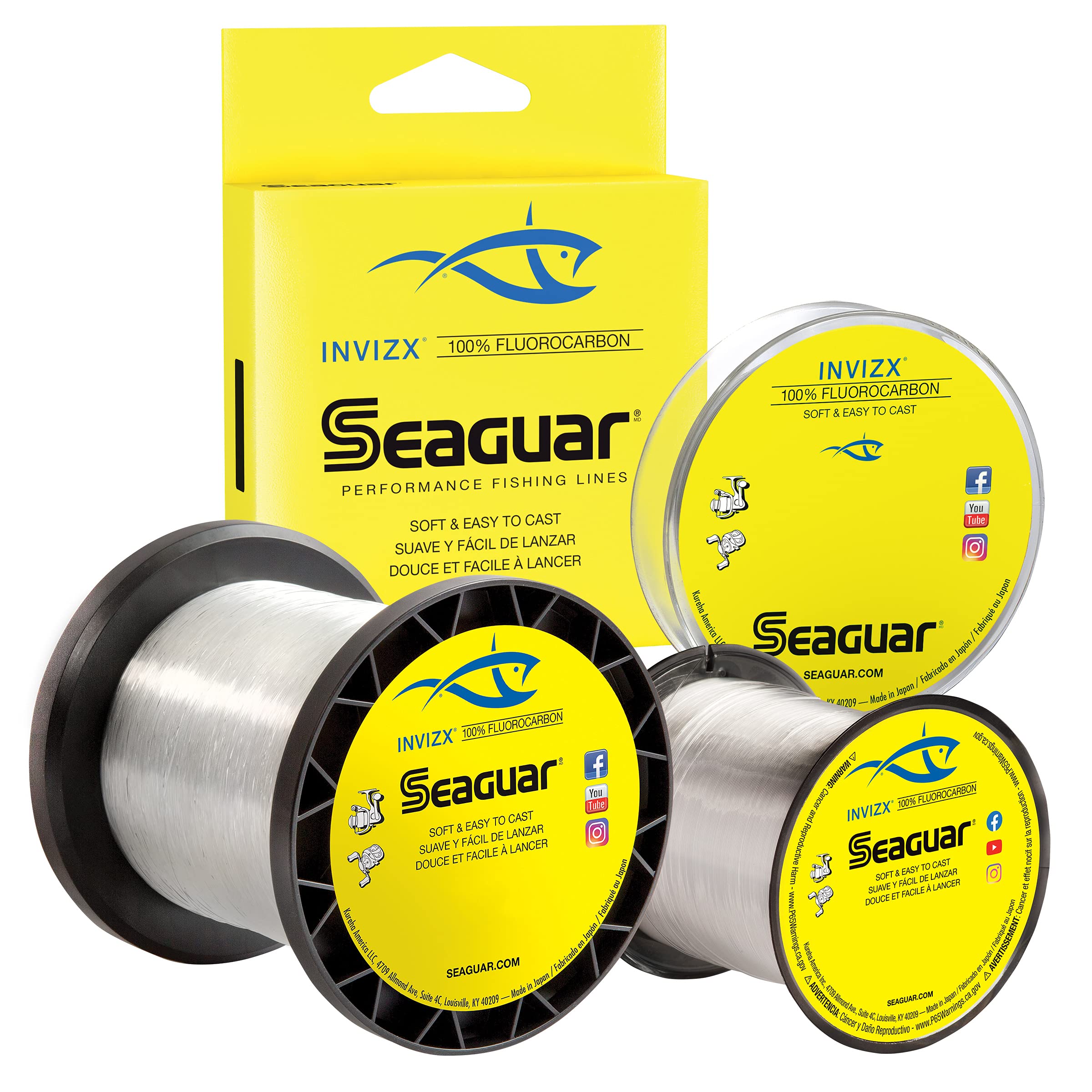 Seaguar Invizx Freshwater 100% Fluorocarbon Fishing Line 15Lbs, 600Yds - 15Vz600