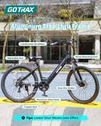 Gotrax 26 Electric Bike, Max Range 30Miles(Pedal-assist1) & 15.5/20Mph Power by 250/350W, 3 Riding Modes & Adjustable Seat, 7-Sp