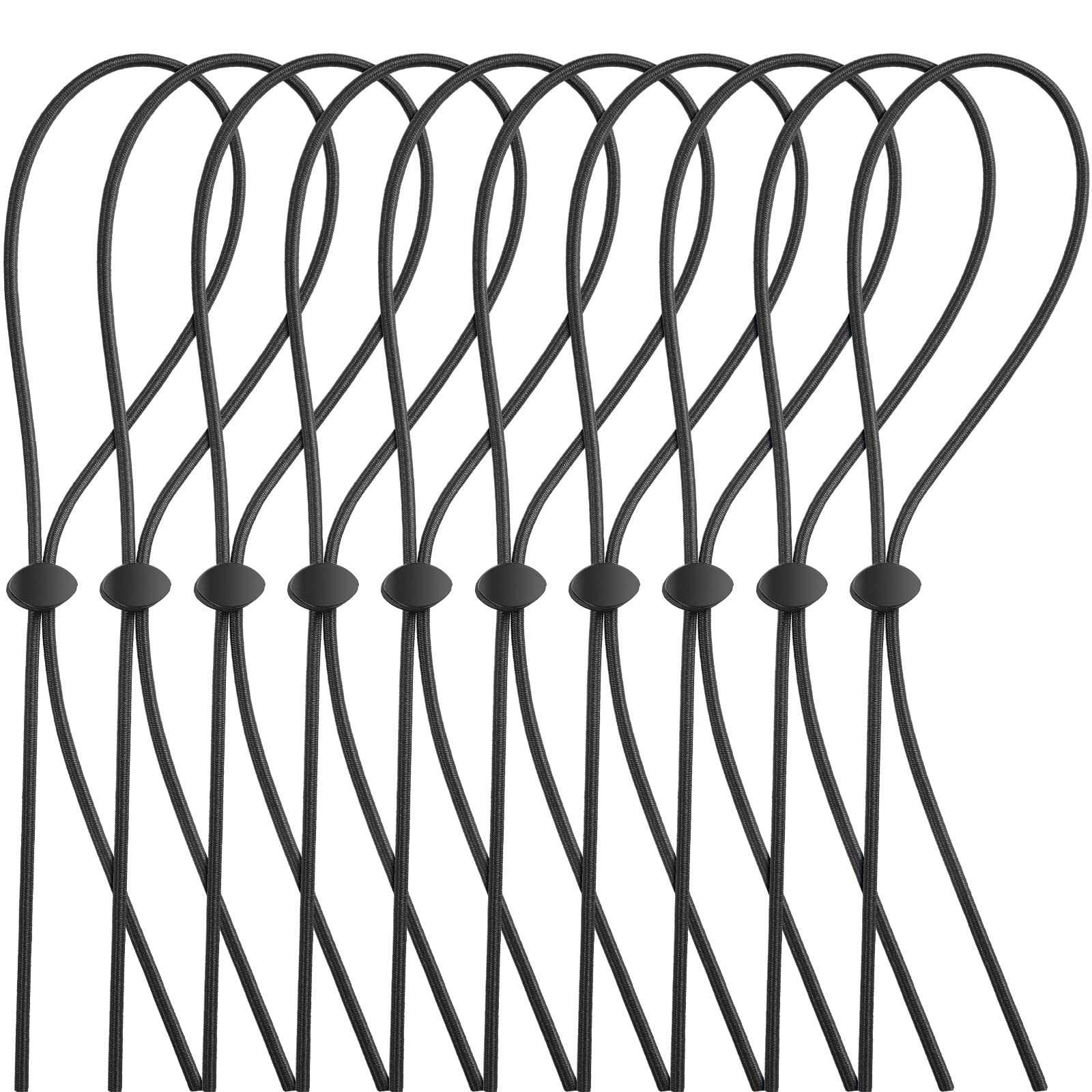 Frienda 10 Sets Goggle Bungee Straps for Swim,Adjustable Replacement Bungee Cord Swimming Goggle Strap with Lock Clamp(Black)