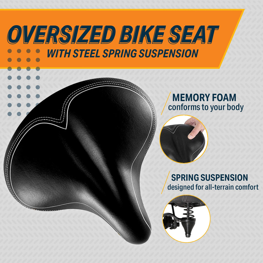 Bikeroo Oversized Comfort Bike Seat Most Comfortable Replacement Bicycle Saddle - Fit For Exercise And Outdoor Bikes Suspension