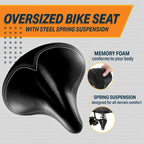 Bikeroo Oversized Comfort Bike Seat Most Comfortable Replacement Bicycle Saddle - Fit For Exercise And Outdoor Bikes Suspension