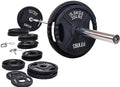 Signature Fitness Cast Iron Olympic 2-Inch Weight Plates Including 7FT Olympic Barbell, 325-Pound Set (280 Pounds Plates + 45 Po