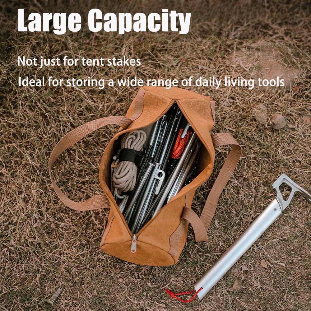 Tent Stake Bag, Tent Pole Bag, Tool Bags For Men, Tool Storage Bag, Small Canvas Tool Bag With Zipper For Outdoor, Hiking, Hunti
