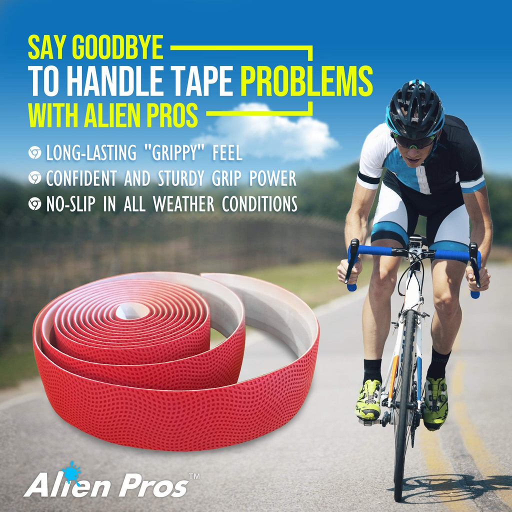 Alien Pros Bike Handlebar Tape Pu (Set Of 4) Red - Enhance Your Bike Grip With These Bicycle Handle Bar Tape - Wrap Your Bike Fo