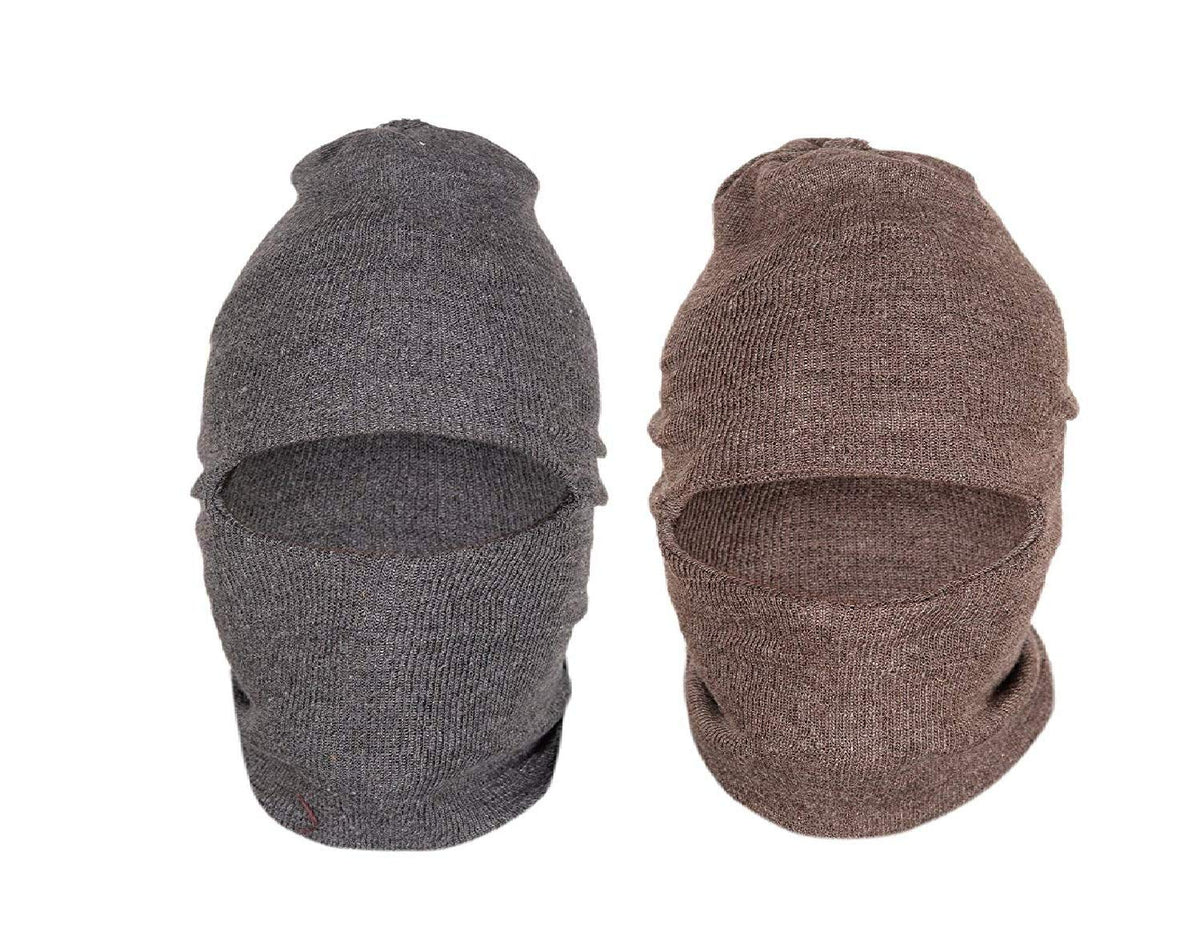 Tubination Monkey Cap Combo Of Unisex Adults Woolen Monkey Cap (Dark Grey And Brown, Free Size)