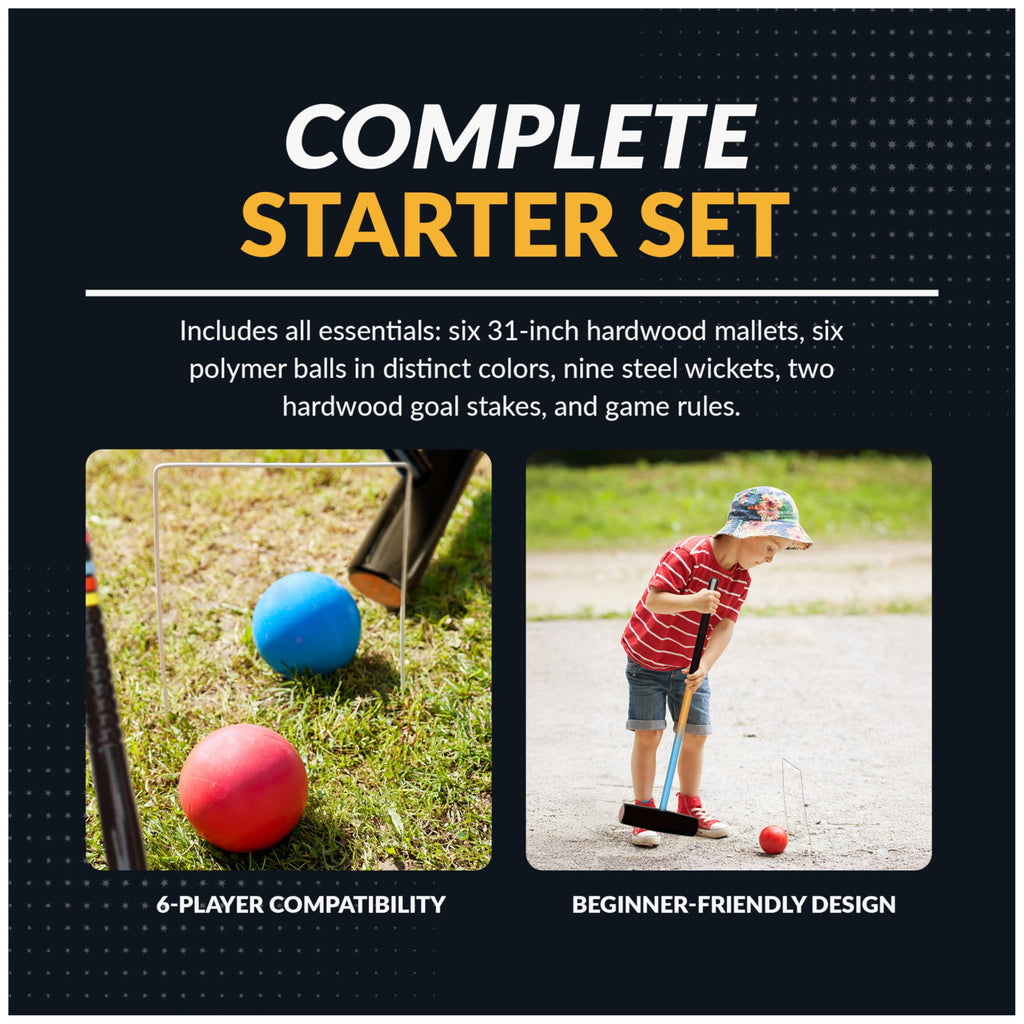Hathaway Deluxe 6-Player Croquet Set Multi, 33.5''L X 9''W X 2.75''H