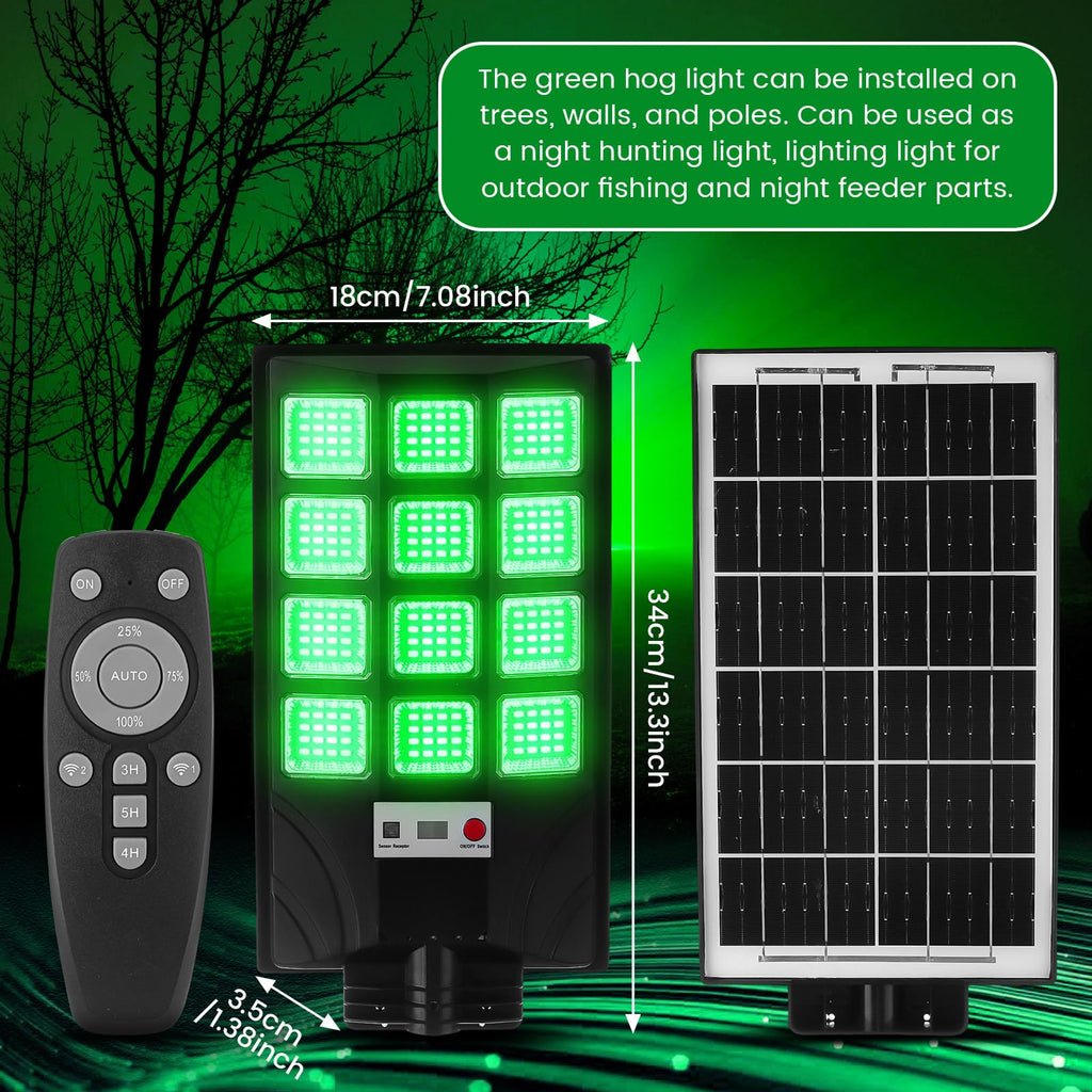 Tujoe 2 Pack Green Lights For Night Hunting 18000Lm Hog Light With Remote Control, Solar Powered Waterproof Motion Activated Fee