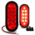 TRUE MODS 2pc 6 Red Oval LED Trailer Tail Light Kit [DOT FMVSS 108] [SAE S2TSI6P2] [Grommet & Plug] [IP67 Waterproof] [Stop Turn