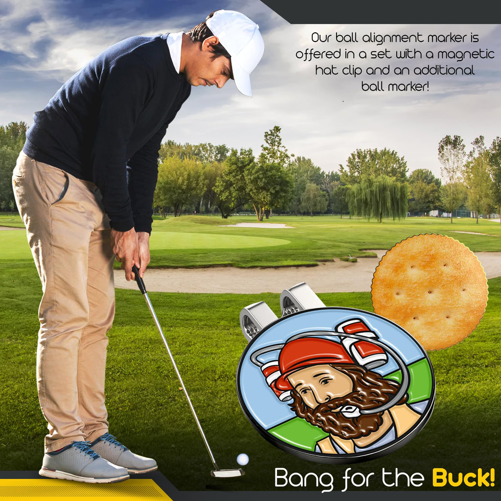 Gilmore Cracker Golf Ball Marker And Magnetic Hat Clip, Plus Bonus Drunk Caddy Golfball Marker - Fun, Unique, And Must-Have Golf