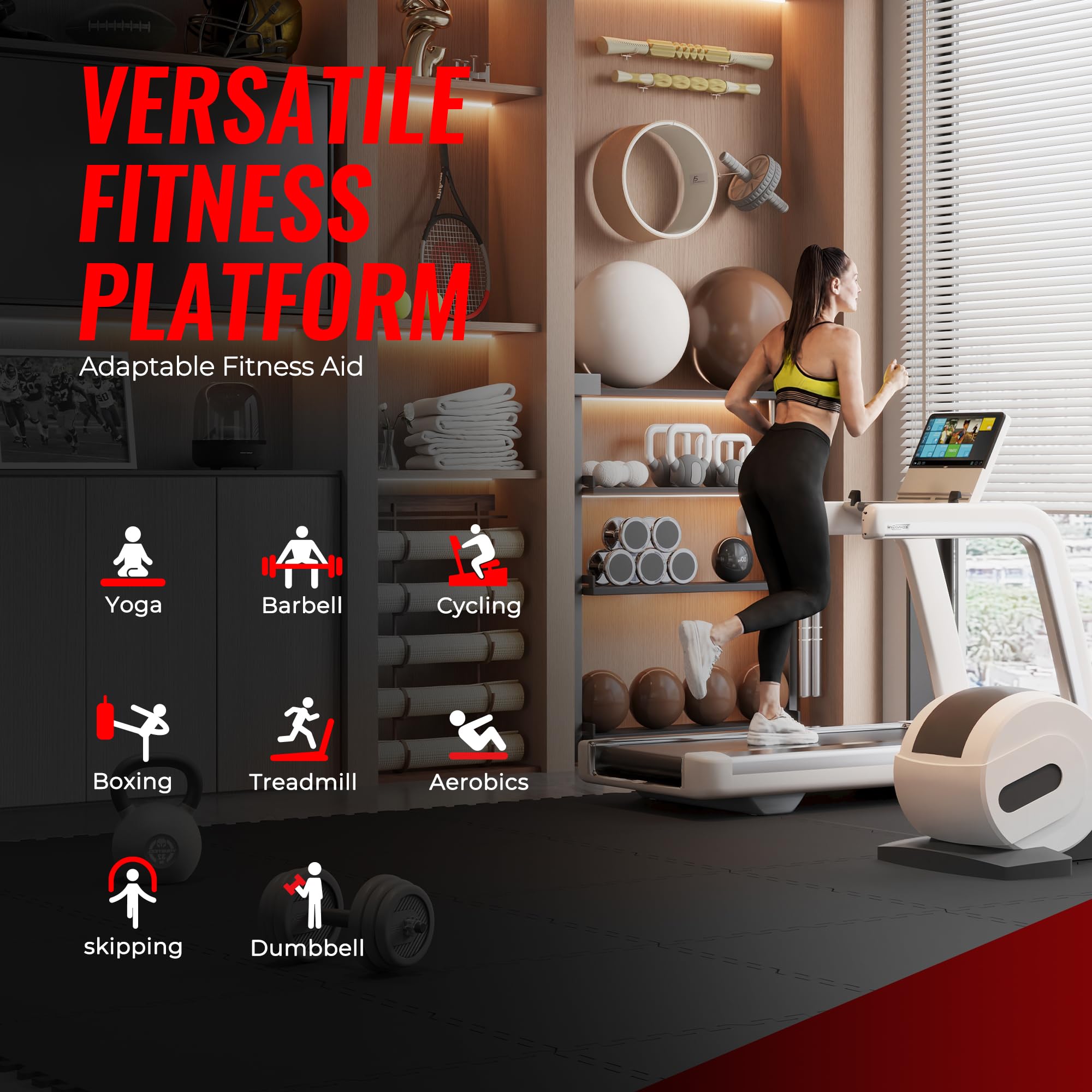 Superjare 0.79 ' ' Extra-Thick Exercise Equipment Mats, 6 Pcs 24 Sq Ft Rubber Top Floor Tiles With High Density Eva Foam, Interl