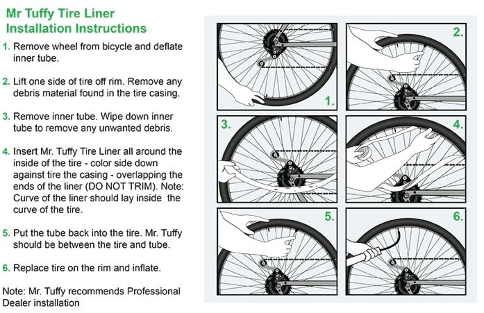 Mr. Tuffy Bicycle Tire Liner (Green, 20 X 1.95-2.5)