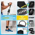 Pilates Bar Kit With Resistance Bands, Multifunctional Metal Exercise Bar With Heavy-Duty Metal Adjustment Buckle, Portable Home